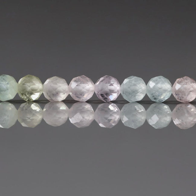 4mm Multi Aquamarine Beads – Faceted Round Natural Gemstone 15" Strand