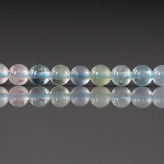4mm Natural Multi Aquamarine Beads 15" Raw Aquamarine Smooth Genuine Gemstone Beads Jewelry Making Beading Craft Gift Beads March Birthstone
