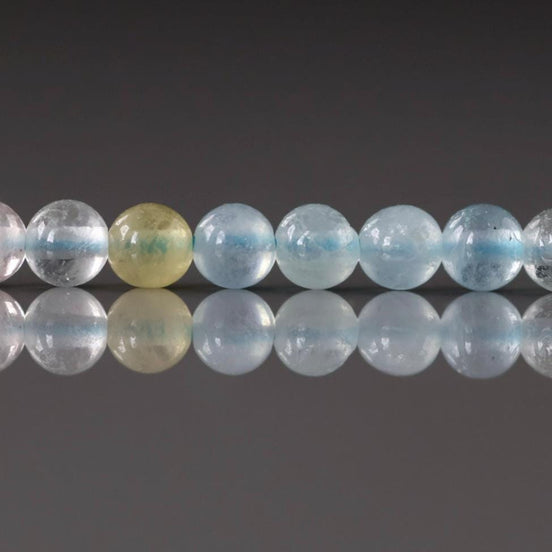 4mm Natural Multi Aquamarine Beads 15" Raw Aquamarine Smooth Genuine Gemstone Beads Jewelry Making Beading Craft Gift Beads March Birthstone