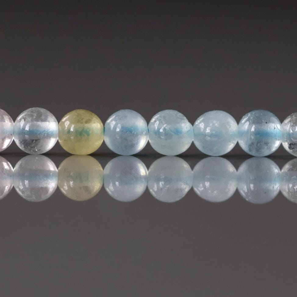 4mm Multi Aquamarine Beads ‚Äì Smooth Round Natural Gemstone 15" Strand