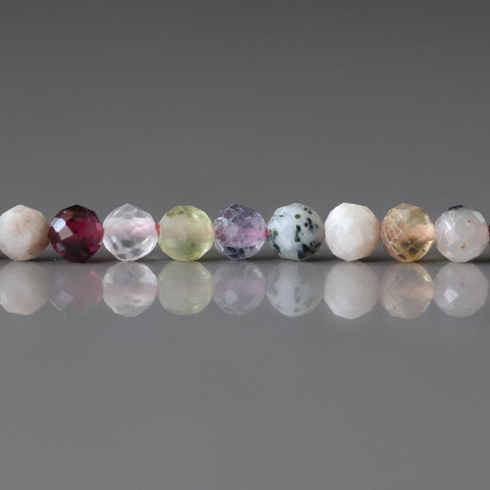 4mm Multi Gemstone Micro Faceted Beads 15" Colorful Rainbow Tiny Gemstone Beads for Jewelry Making Beading Gift for Crafter