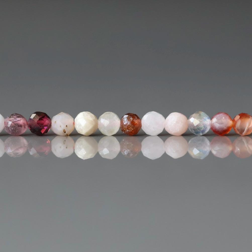 4mm Multi Gemstone Micro Beads - Faceted Round Natural Gemstone 15" Strand
