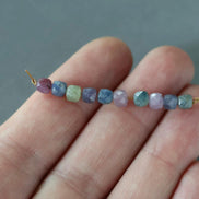 4mm Multi Sapphire Cube Beads Faceted 10 Pcs Raw Colorful Sapphire Genuine Gemstone Beads DIY Jewelry Making Craft Gift September Birthstone