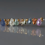 Tiny Multi Sapphire Briolette Beads 4mm Faceted Drops Raw Colorful Sapphire Genuine Gemstone Beads Jewelry Making Gift September Birthstone