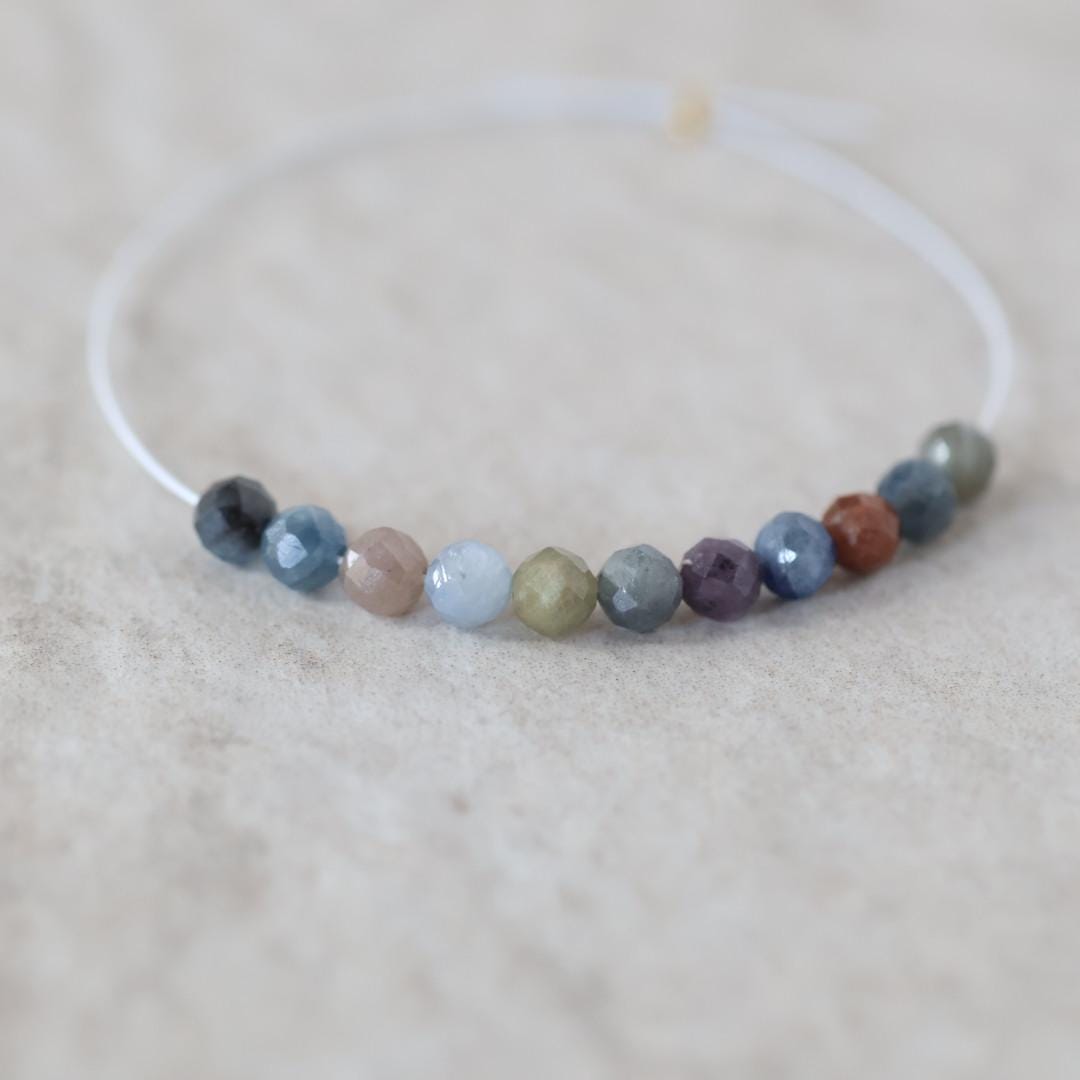 4mm Multi Sapphire Beads – Faceted Round Natural Gemstone - 14 pcs