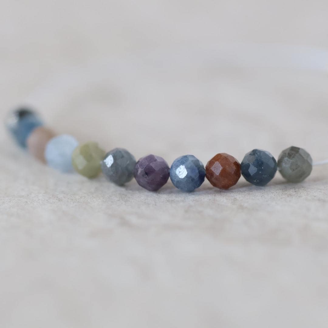 4mm Multi Sapphire Beads – Faceted Round Natural Gemstone - 14 pcs