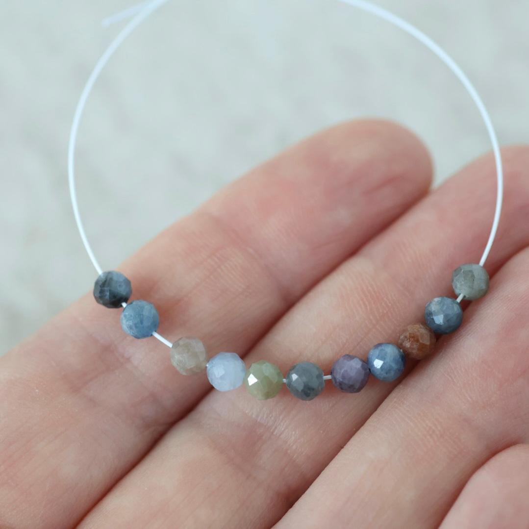 4mm Multi Sapphire Beads – Faceted Round Natural Gemstone - 14 pcs