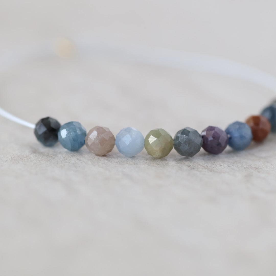 4mm Multi Sapphire Beads – Faceted Round Natural Gemstone - 14 pcs
