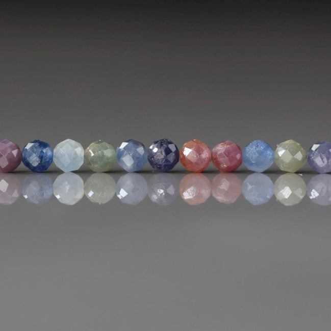 4mm Multi Sapphire Beads Faceted 14 Pcs Raw Colorful Sapphire Genuine Gemstone Beads Jewelry Making Beading Craft Gift September Birthstone