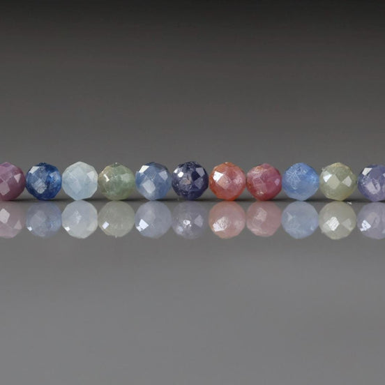 4mm Multi Sapphire Beads Faceted 14 Pcs Raw Colorful Sapphire Genuine Gemstone Beads Jewelry Making Beading Craft Gift September Birthstone