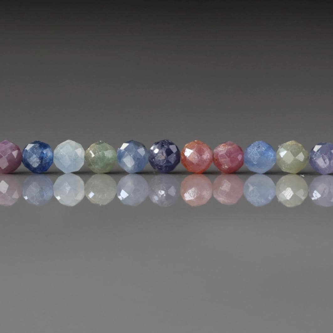 4mm Multi Sapphire Beads – Faceted Round Natural Gemstone - 14 pcs