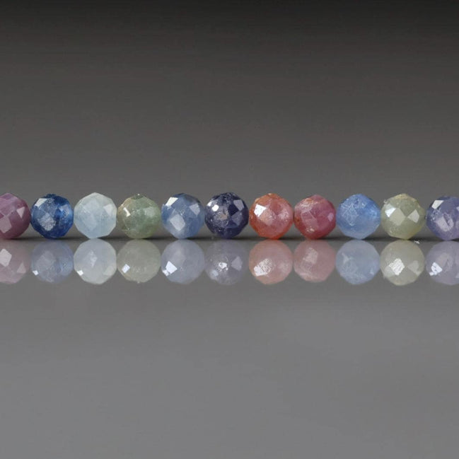 4mm Multi Sapphire Beads – Faceted Round Natural Gemstone - 14 pcs