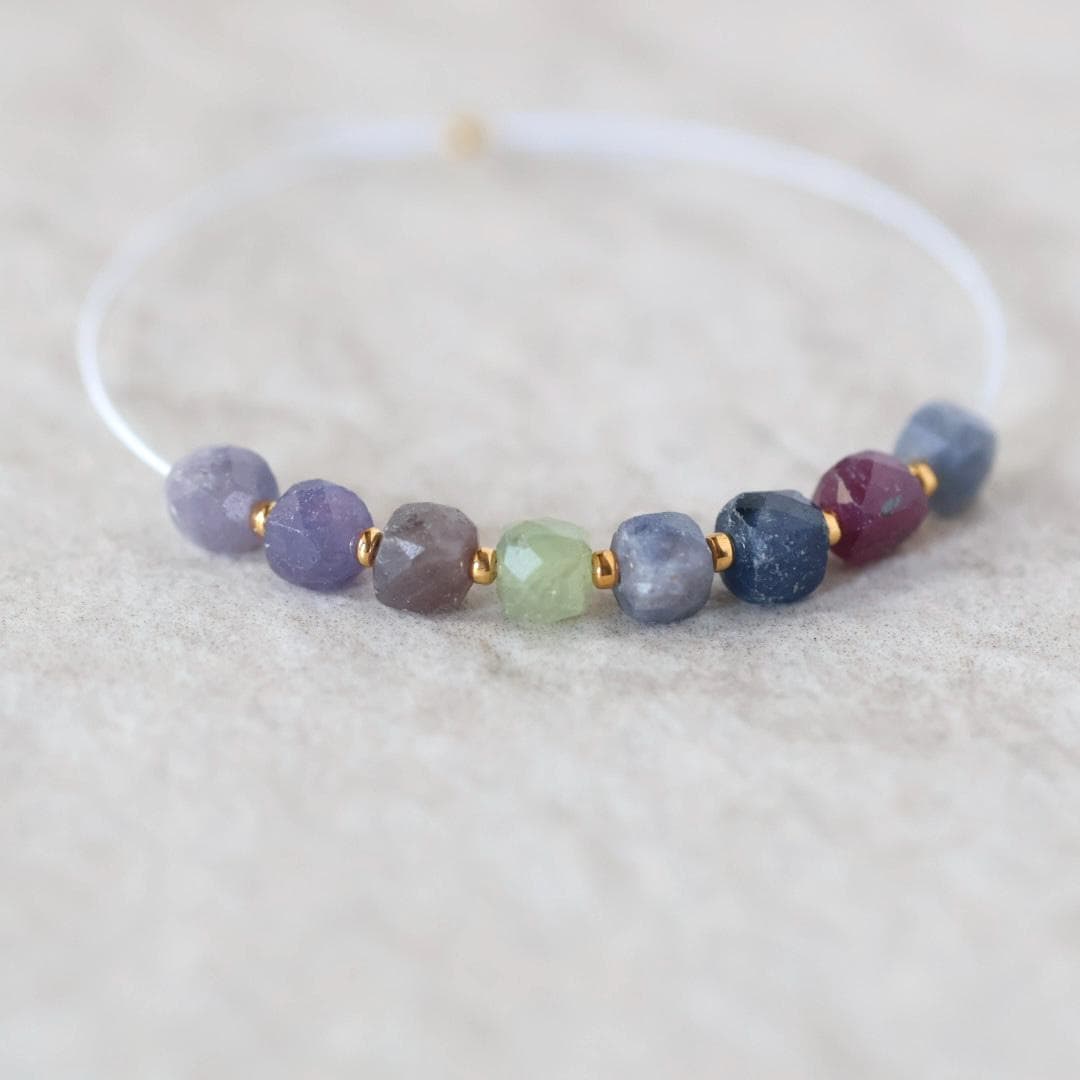 4mm Multi Sapphire Beads - Cube Faceted Natural Gemstone 10 Pcs