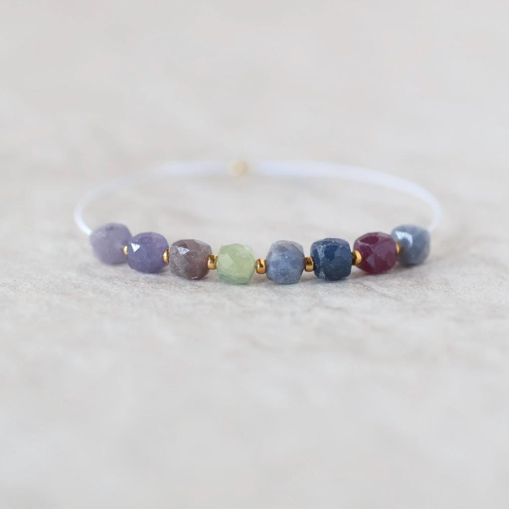 4mm Multi Sapphire Beads - Cube Faceted Natural Gemstone 10 Pcs
