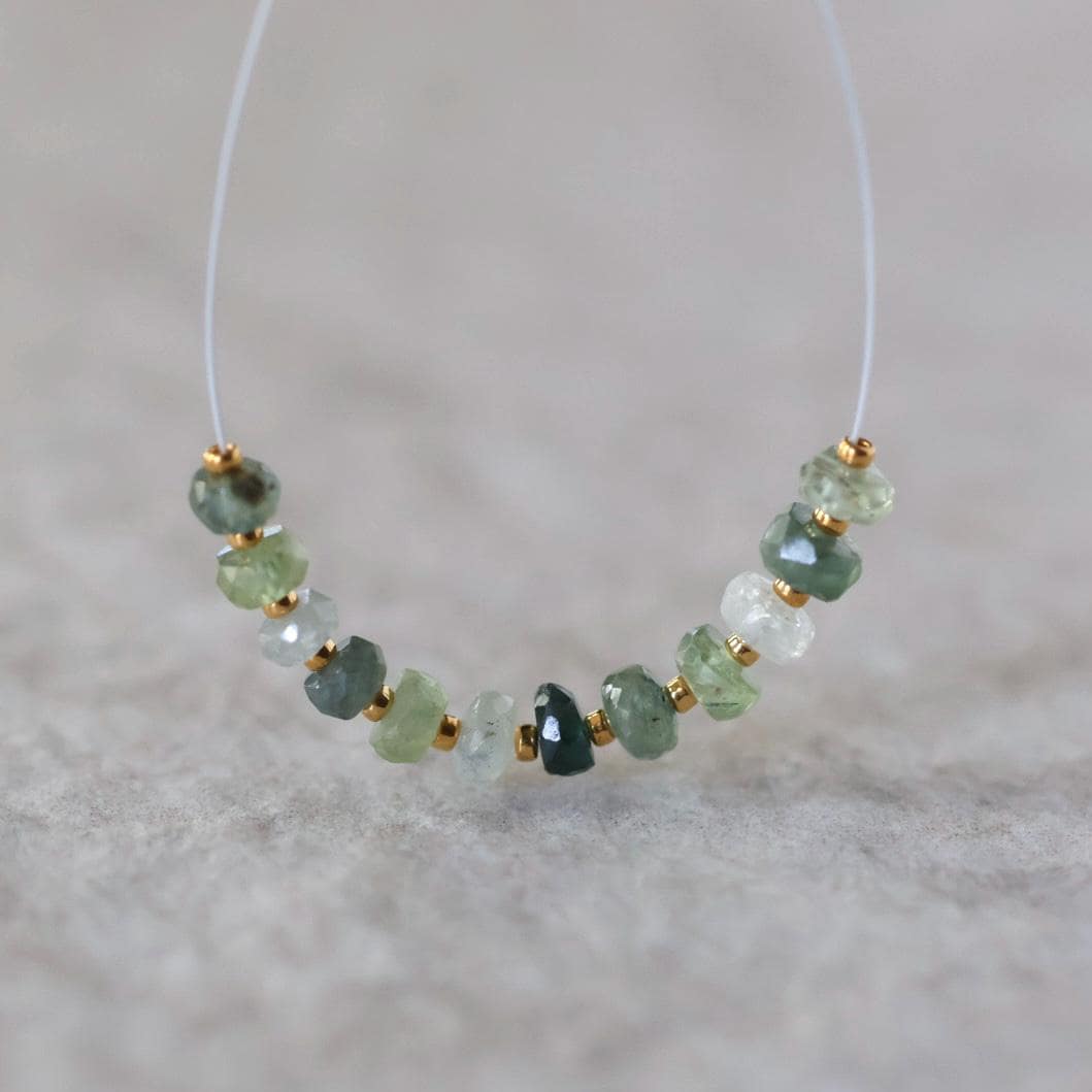 4mm Natural Green Sapphire Beads Faceted Rondelle 12 PCs Gemstones for DIY Jewelry Making
