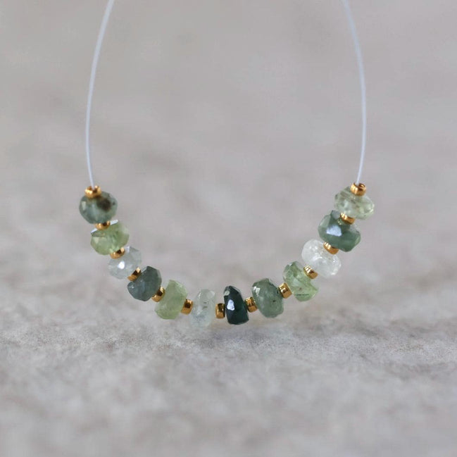 4mm Natural Green Sapphire Beads Faceted Rondelle 12 PCs Gemstones for DIY Jewelry Making