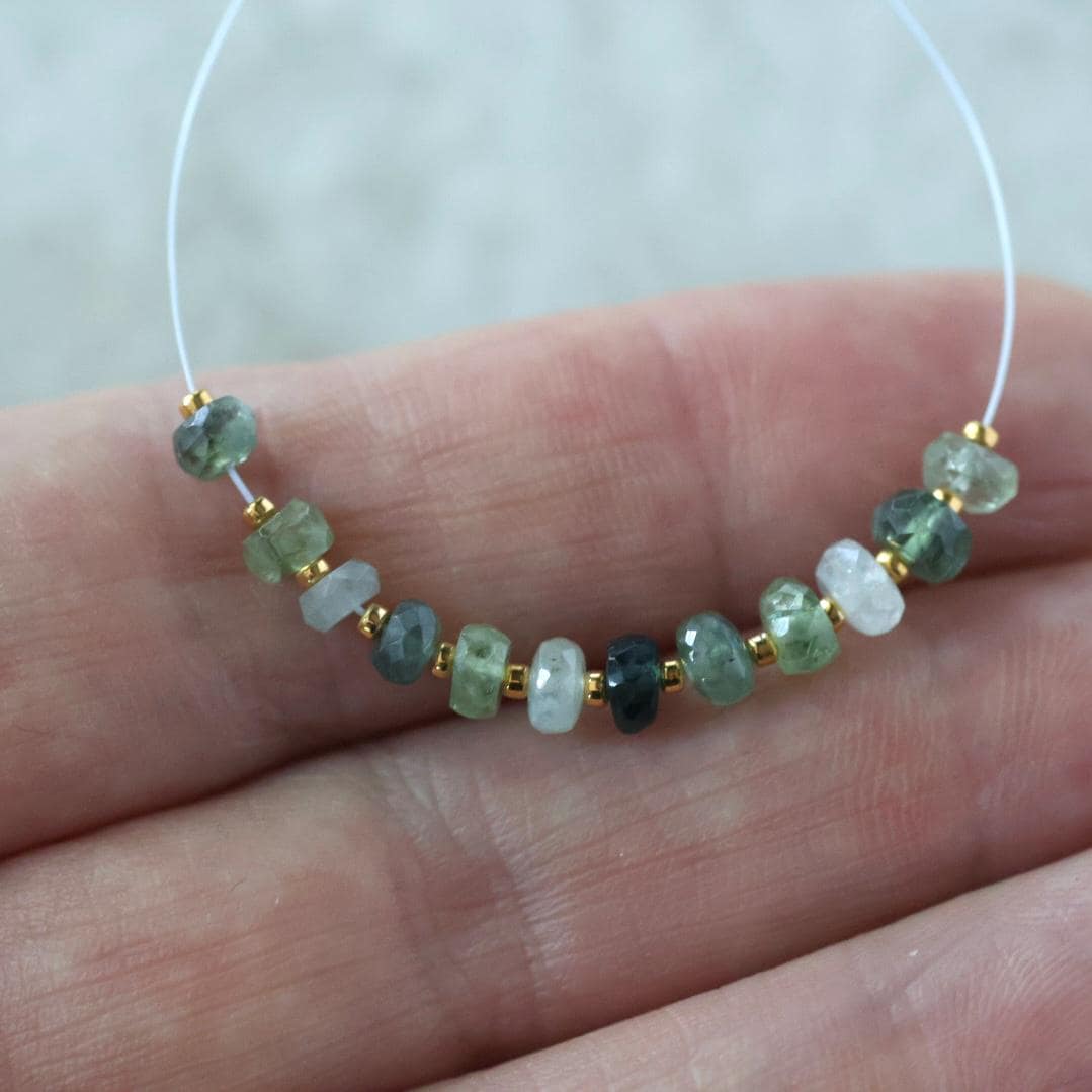 4mm Natural Green Sapphire Beads Faceted Rondelle 12 PCs Gemstones for DIY Jewelry Making
