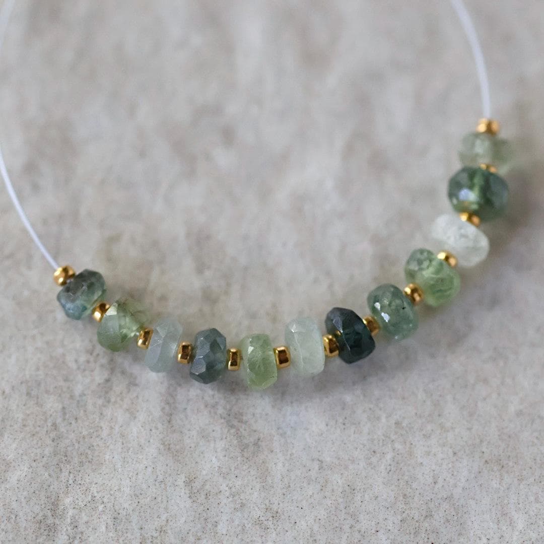 4mm Natural Green Sapphire Beads Faceted Rondelle 12 PCs Gemstones for DIY Jewelry Making