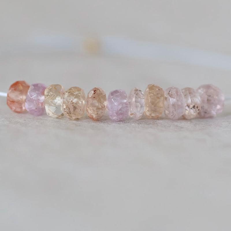 4mm Natural Imperial Topaz Rondelle Beads Faceted Pink Topaz 1” Natural Gemstone Beads for Jewelry Making Earrings