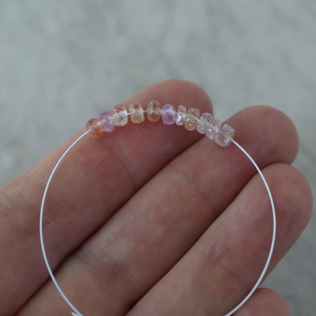 4mm Natural Imperial Topaz Rondelle Beads Faceted Pink Topaz 1” Natural Gemstone Beads for Jewelry Making Earrings