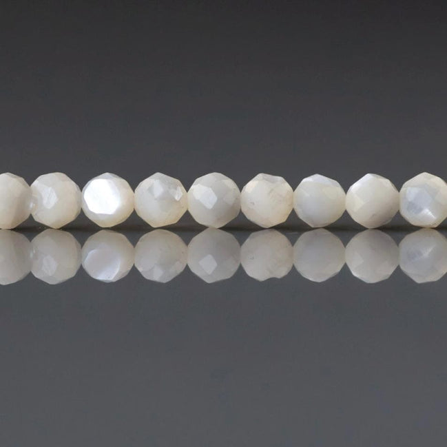 4mm Natural Mother of Pearl Beads Faceted MOP Genuine Shell Beads 15" Gemstone Jewelry Making Gift for crafter