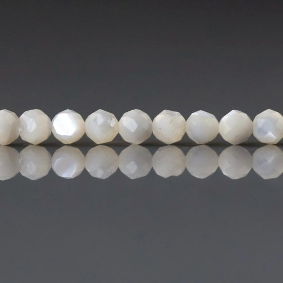 4mm Natural Mother of Pearl Beads Faceted MOP Genuine Shell Beads 15" Gemstone Jewelry Making Gift for crafter