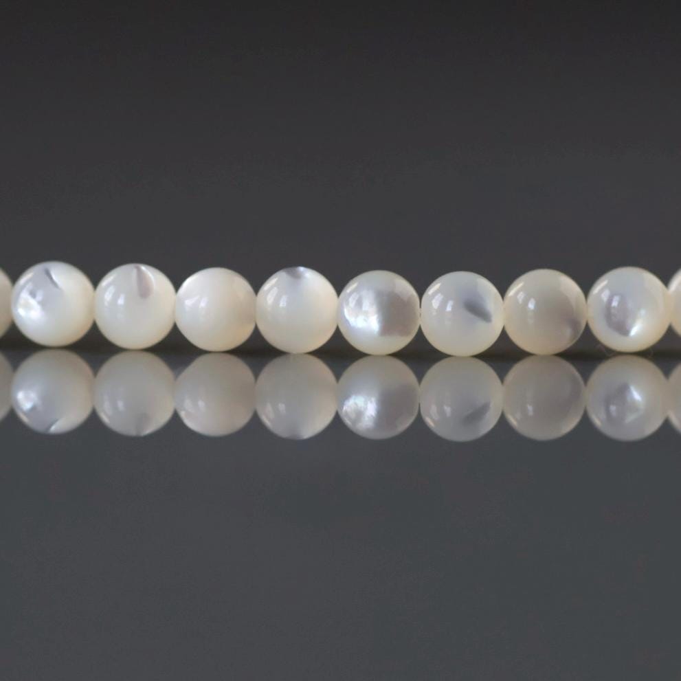 4mm Natural Mother of Pearl Beads Smooth MOP Genuine Shell Beads 15" Gemstone Jewelry Making Gift for crafter