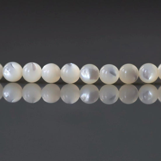 4mm Natural Mother of Pearl Beads Smooth MOP Genuine Shell Beads 15" Gemstone Jewelry Making Gift for crafter