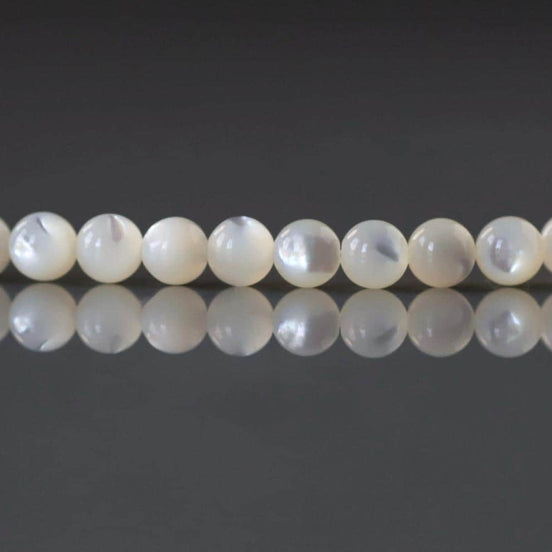 4mm Natural Mother of Pearl Beads - Smooth Round Natural Gemstone 15" Strand