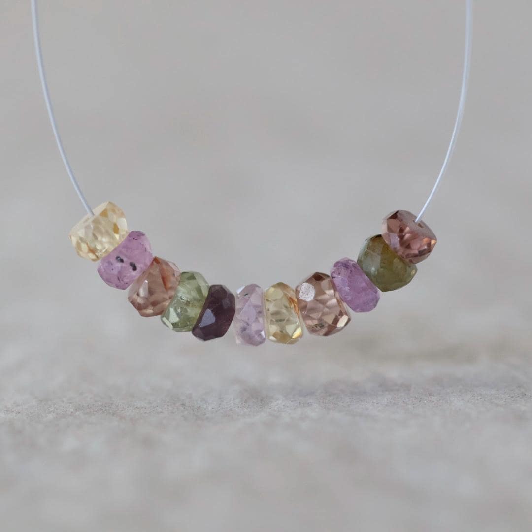 4mm Natural Multi Sapphire Beads Faceted Rondelle 1” Colorful Sapphire Gemstone for DIY Jewelry Making