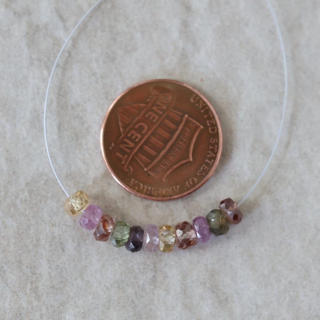 4mm Natural Multi Sapphire Beads Faceted Rondelle 1” Colorful Sapphire Gemstone for DIY Jewelry Making