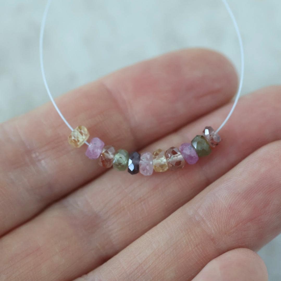 4mm Natural Multi Sapphire Beads Faceted Rondelle 1” Colorful Sapphire Gemstone for DIY Jewelry Making