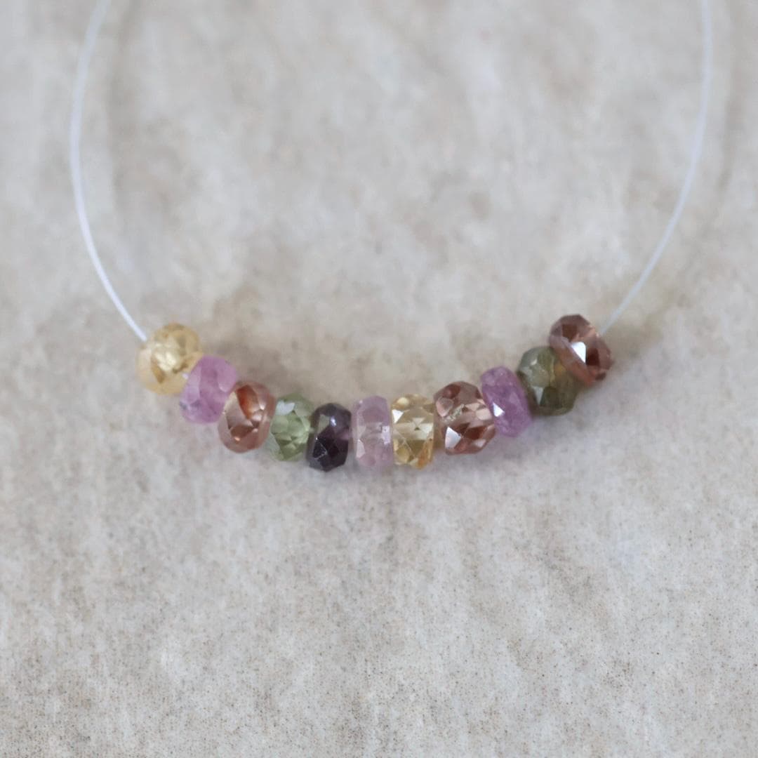 4mm Natural Multi Sapphire Beads Faceted Rondelle 1” Colorful Sapphire Gemstone for DIY Jewelry Making