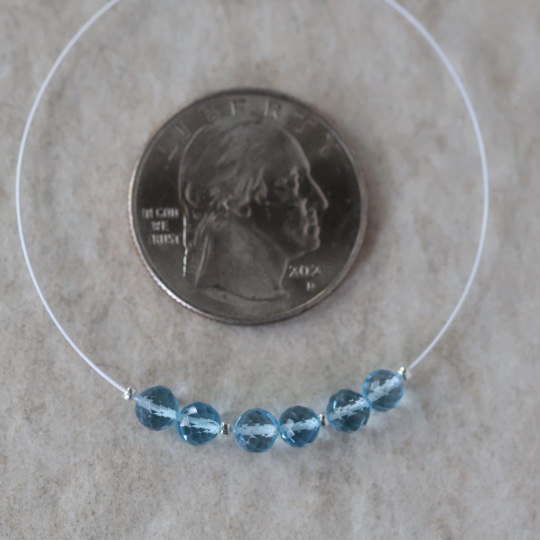 4mm Natural Swiss Blue Topaz Faceted Beads Round 6 Pcs Genuine Gemstone for DIY Jewelry Making Supplies Earrings Pendants