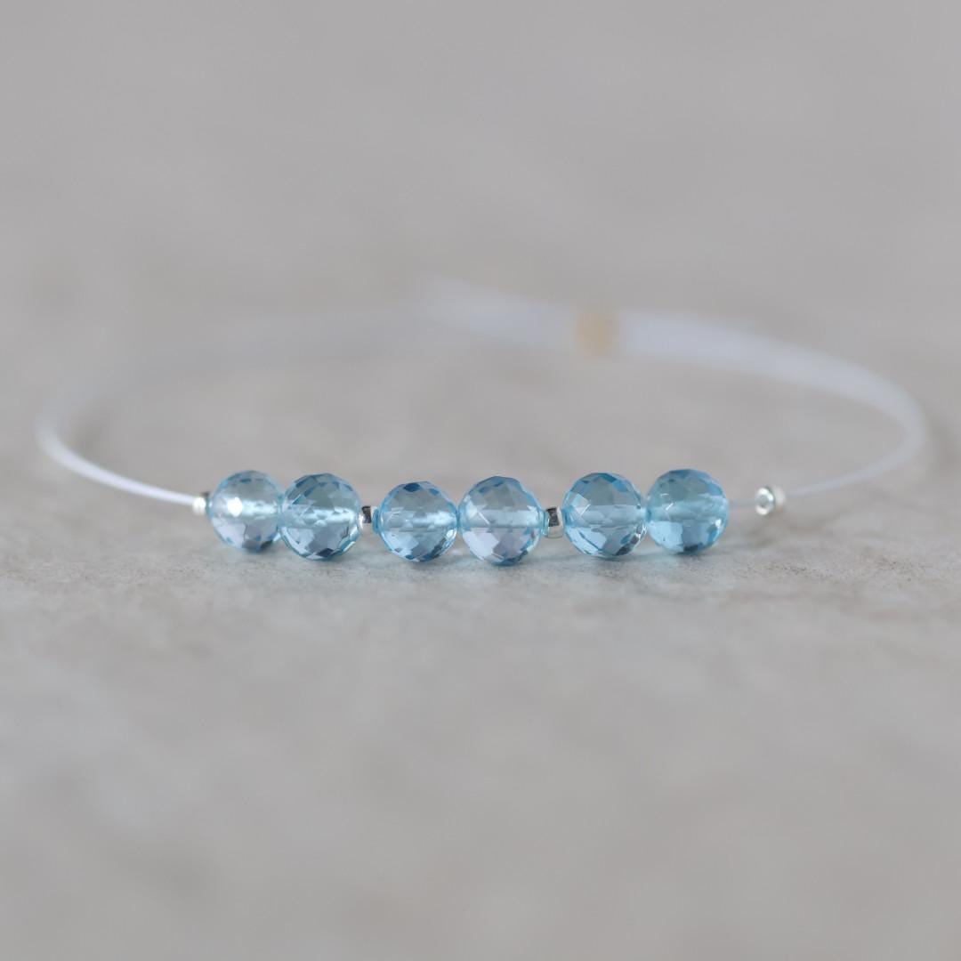 4mm Natural Swiss Blue Topaz Faceted Beads Round 6 Pcs Genuine Gemstone for DIY Jewelry Making Supplies Earrings Pendants