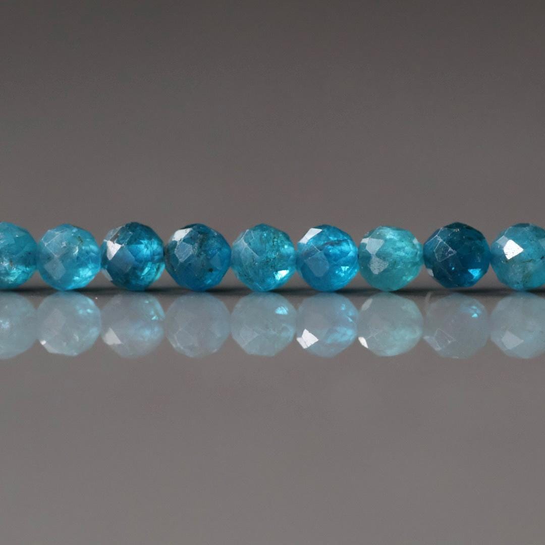 4mm Neon Apatite Faceted Beads 15" Genuine Gemstone Beads for Jewelry Making Beading Craft Gift Beads Blue Crystal