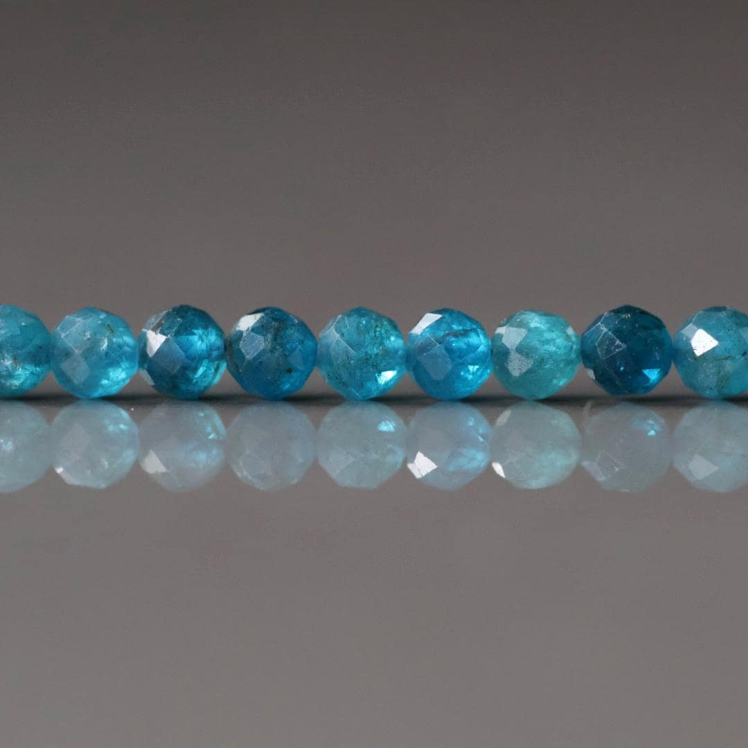 4mm Neon Apatite Beads – Faceted Round Natural Gemstone 15" Strand