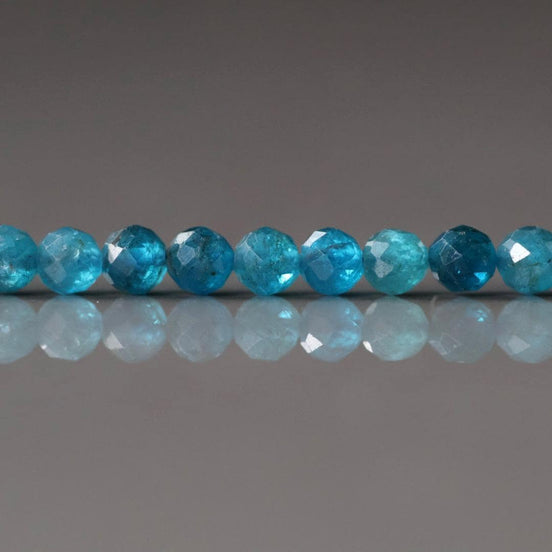 4mm Neon Apatite Beads – Faceted Round Natural Gemstone 15" Strand