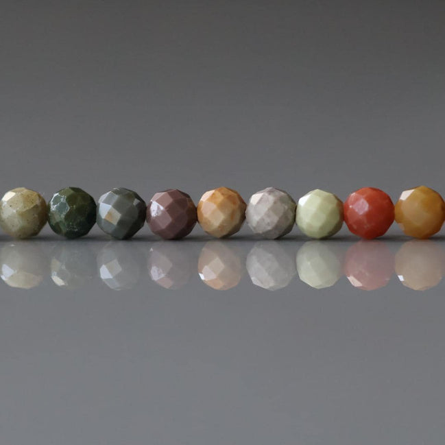 4mm Ocean Jasper Beads - Faceted Round Natural Gemstone 15" Strand
