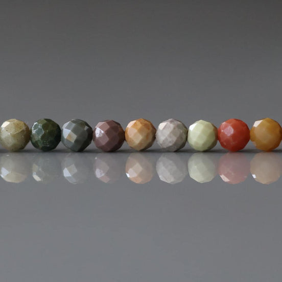 4mm Ocean Jasper Beads - Faceted Round Natural Gemstone 15" Strand