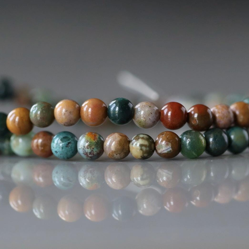 4mm Madagascar Ocean Jasper Beads Smooth Genuine Fancy Jasper Colorful Beads 15" Gemstone Beads for Jewelry Making Gift for Crafters