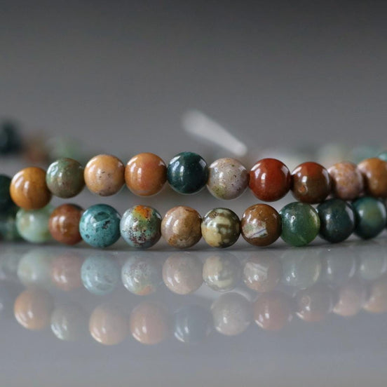 4mm Madagascar Ocean Jasper Beads Smooth Genuine Fancy Jasper Colorful Beads 15" Gemstone Beads for Jewelry Making Gift for Crafters