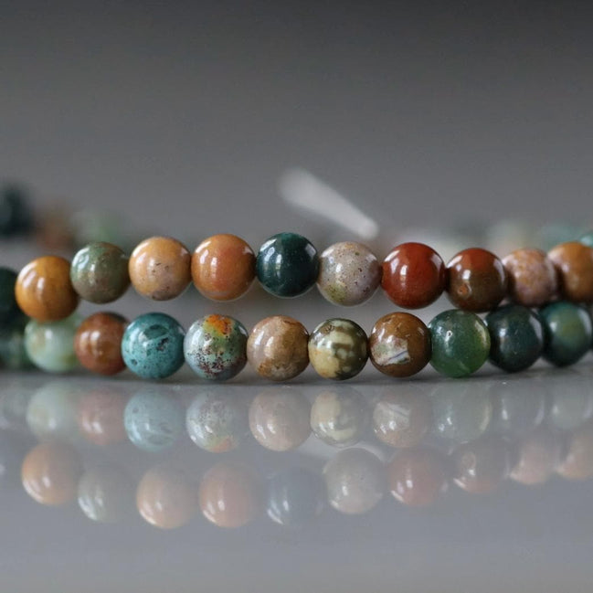 4mm Ocean Jasper Beads - Smooth Round Natural Gemstone 15" Strand