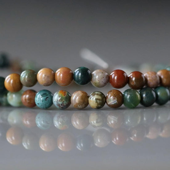 4mm Ocean Jasper Beads - Smooth Round Natural Gemstone 15" Strand