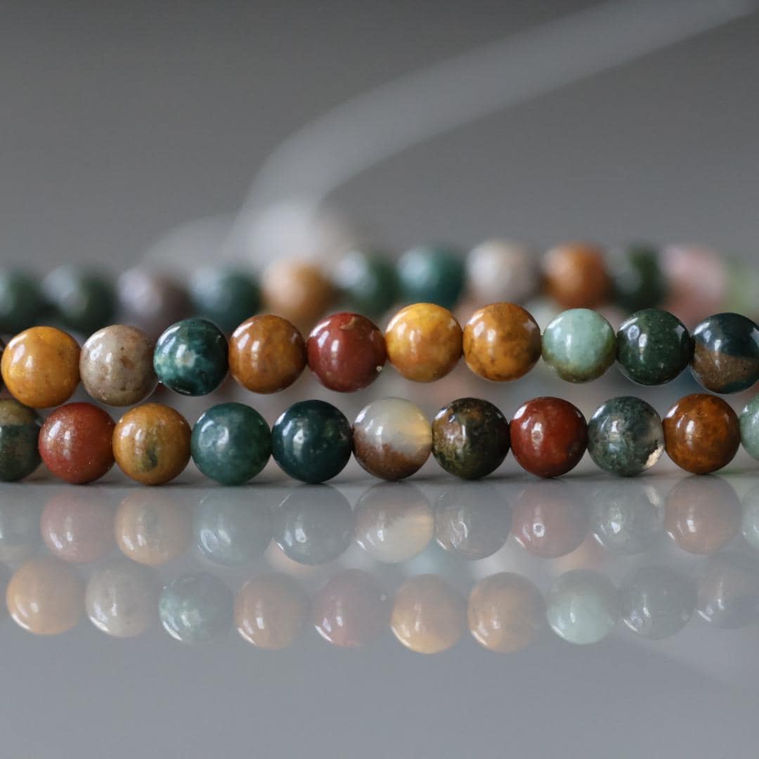 4mm Ocean Jasper Beads - Smooth Round Natural Gemstone 15" Strand