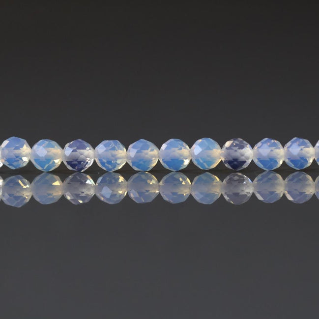 4mm Opalite Faceted Beads White Crystal Beads October birthstone Beads 15" Gemstone Jewelry DIY Making Gift for crafter