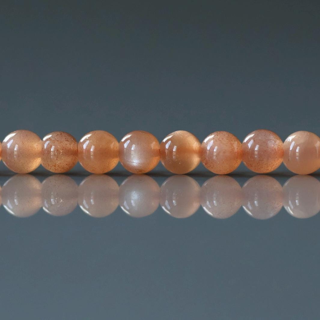 4mm AAA Peach Moonstone Smooth Beads 15" Smooth Gemstone Beads Beading Crafter Gift June Birthstone DIY Jewelry