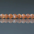 4mm Peach Moonstone Beads - Smooth Round Natural Gemstone 15" Strand