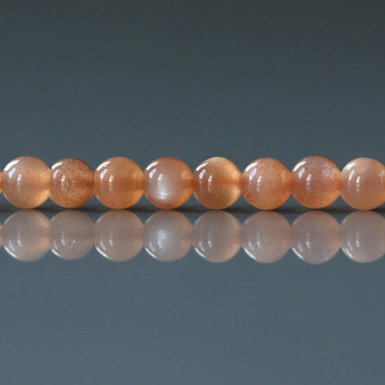 4mm Peach Moonstone Beads - Smooth Round Natural Gemstone 15" Strand