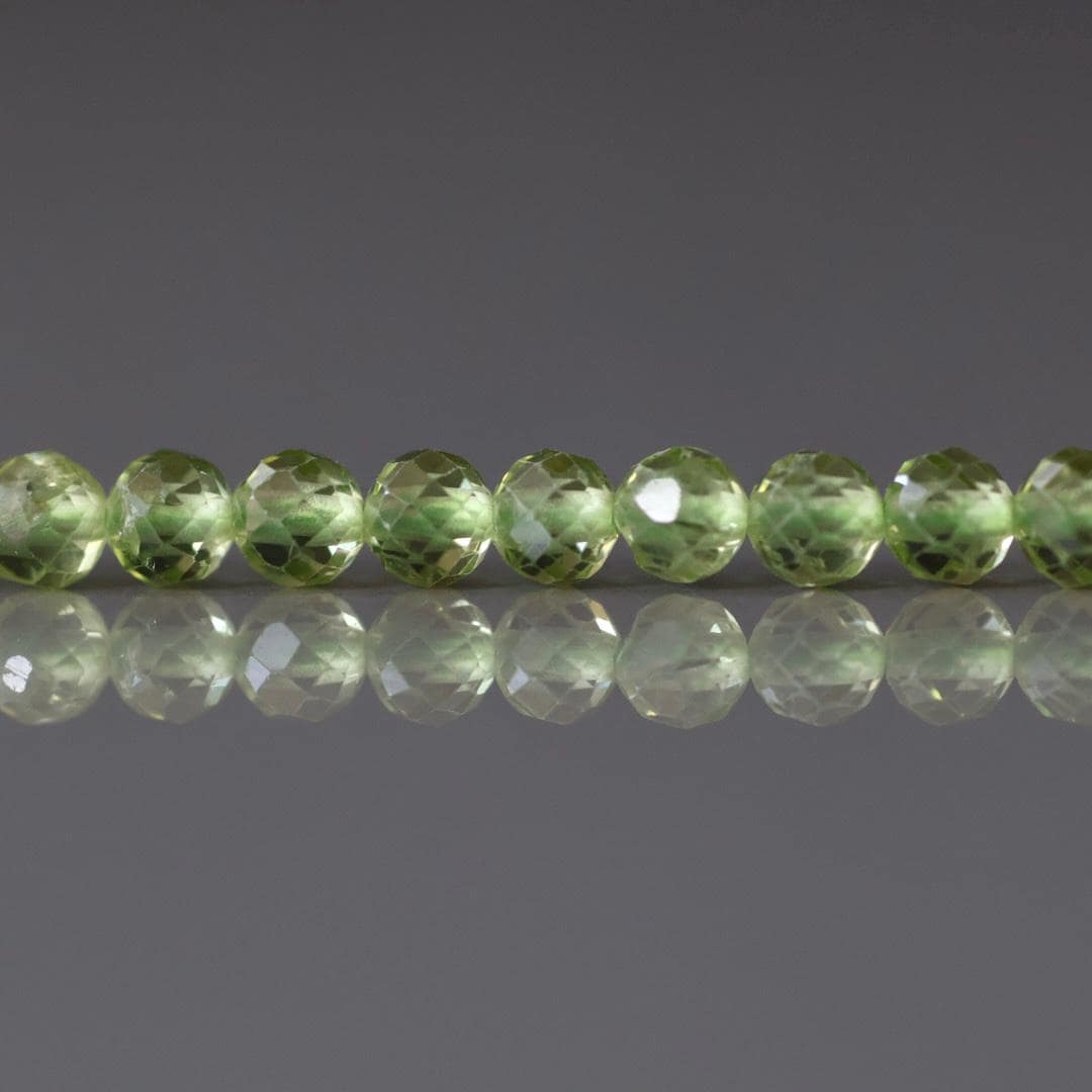 4mm AAA Peridot Beads Faceted Round 15" Transparent Green Gemstone Beads for Jewelry Making Beading Craft Gift August Birthstone Beads